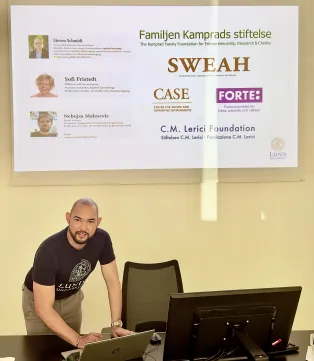 Man preparing a presentation by his pc