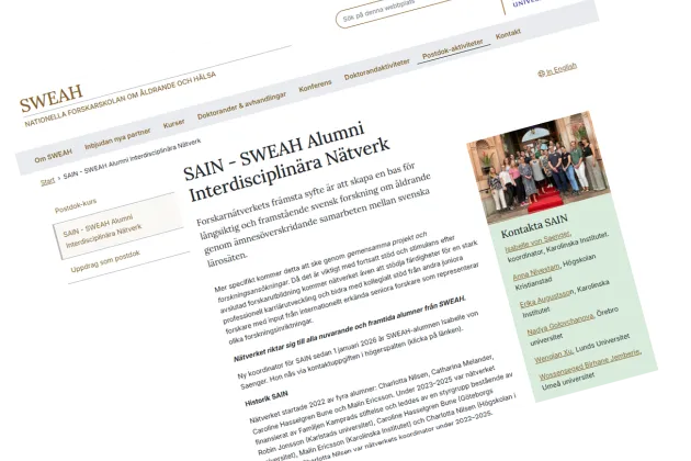 Skärmdump SAINs hemsida